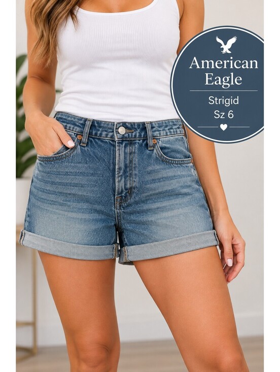 American Eagle Outfitters Pants - American Eagle | 6 | Distressed Cuffed Denim Shorts